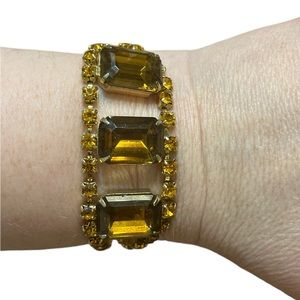 Vintage Golden Brown Rhinestone Bracelet